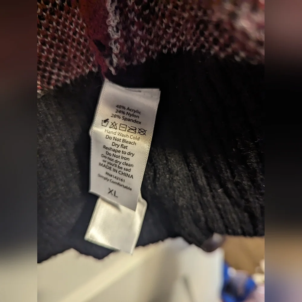 Peyton Open Front Cardigan Burgundy and Black | LuLaRoe - Picture 8 of 8